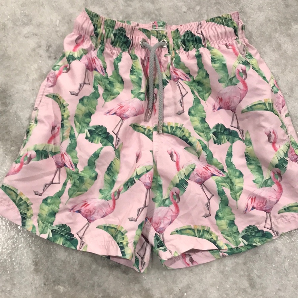 azul Siete Swim Trunks Mens Small Pink Flamingo Beach Coastal